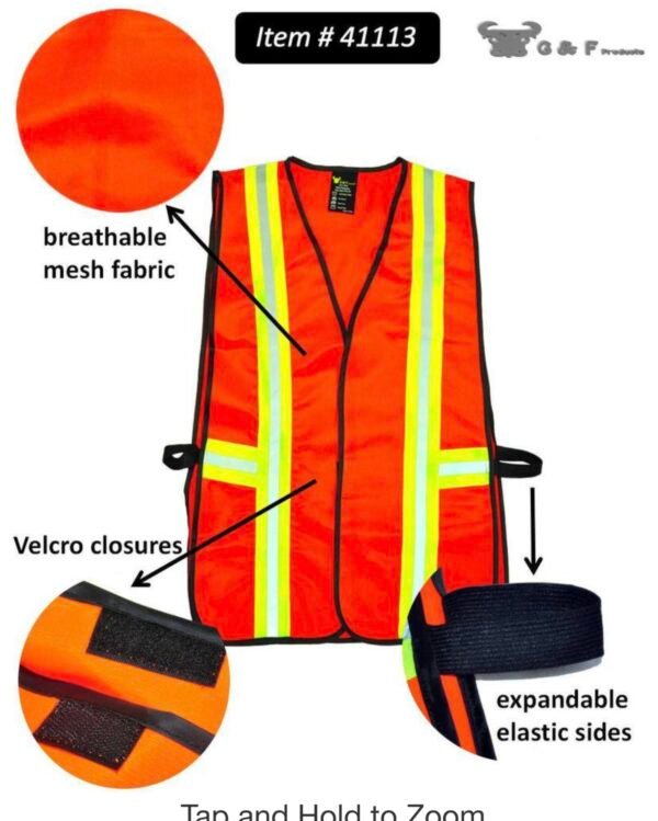 Orange All Industrial Safety Vest with Reflective Strip Neon - Image 3